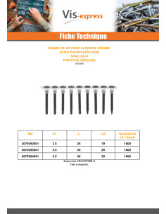 Bande de 50 Vis pour plaque de plâtre Spax GIX-D 3.5X25... 2