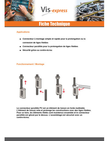 1 x Connecteur Fischer De Tige FILETEE PV M6