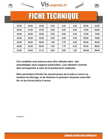 1 x Rondelle Plate M12X27X2.5 M Laiton