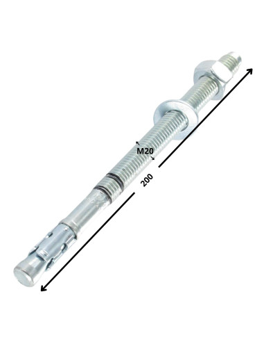 1 x Goujon Ancrage R-XPTIIIZP M20X200 Acier...