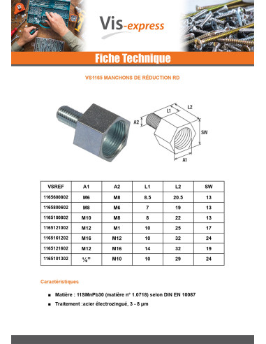 1 x Manchon Fischer De REDUCTION RD M12-M10