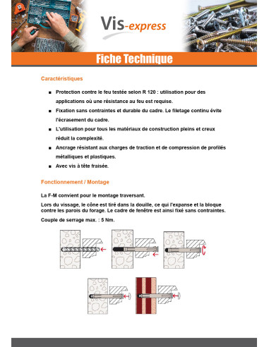 1 x Cheville Métallique Fischer F10 M112