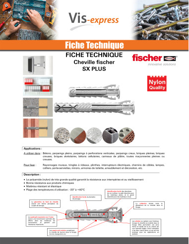 1 x Cheville à expansion Fischer SX PLUS 10X50...