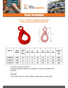 Crochet à verrouillage à oeil Grade 80 8MM acier rouge 2