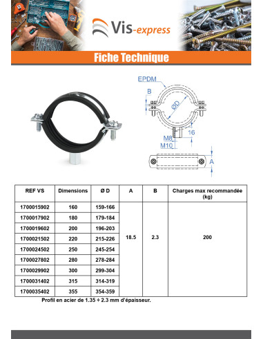 1 x Collier isophonique renforcé M8-M10...