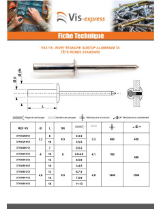 Rivet Etanche GOSTOP Aluminium TA TRS 4X10 2