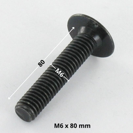 1 x Vis Poelier M6X80 Clé de 4 HC4 Acier zingué noir