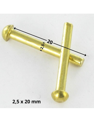1 x Rivet à frapper Tête ronde TR 2.5X20 Laiton
