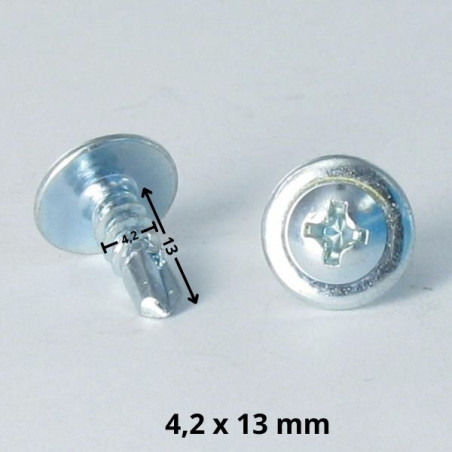 1 x Vis autoperceuse Tête ronde large Phillips Sans Cranté 4.2X13 Acier zingué