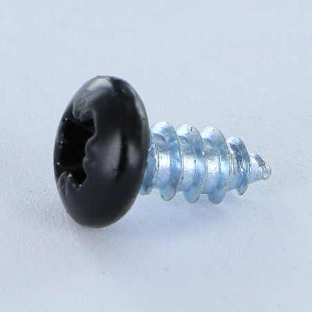 1 x Vis tôle tête cylindrique bombée large Pozi 4.2X16 Acier zingué RAL9005 noir foncé