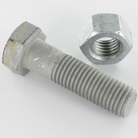 1 x Boulon (vendu avec Ecrou) Tête hexagonale TH M10X20 Classe 6.8 Acier brut Géomet 500B