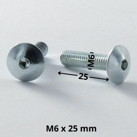 1 x Vis Poelier M6X25 Clé de 4 HC4 Acier zingué