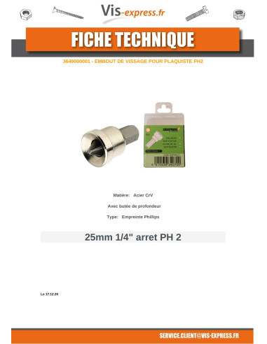 1 x Boite de 2 Embout VISSAGE PLAQUISTE...