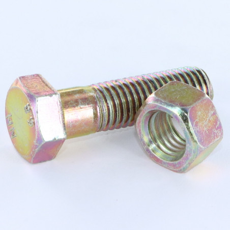 1 x Boulon (vendu avec Ecrou) Tête hexagonale TH M12X25 Bichromaté