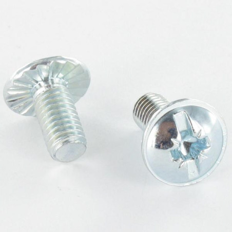 1 x Vis Poelier POZI et fendu M6X15 Cranté Acier zingué