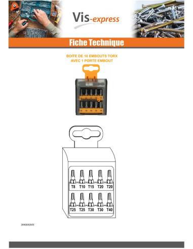 1 x Assortiment de 10 Embout TX + 1 Porte Embout