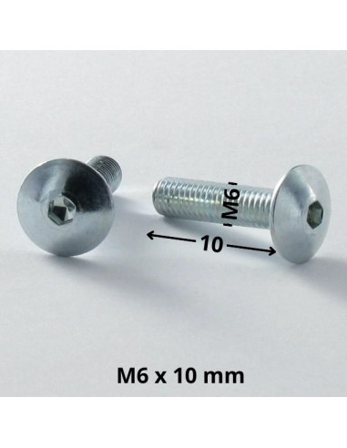 1 x Vis Poelier M6X10 Clé de 4 HC4 Acier zingué