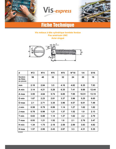 1 x Vis métaux Tête cylindrique bombée TCB...