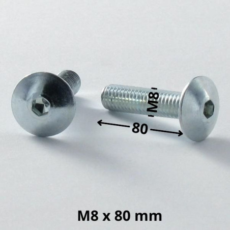 1 x Vis Poelier M8X80 Clé de 5 HC5 Acier zingué