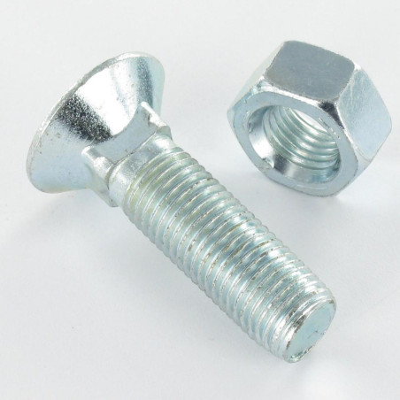 1 x Boulon de charrue TFCC tête fraisée collet carré M12X70 Classe 8.8 Acier zingué