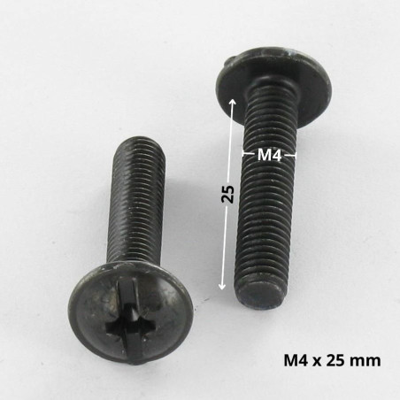 1 x Vis Poelier POZI et fendu M4X25 Acier zingué noir