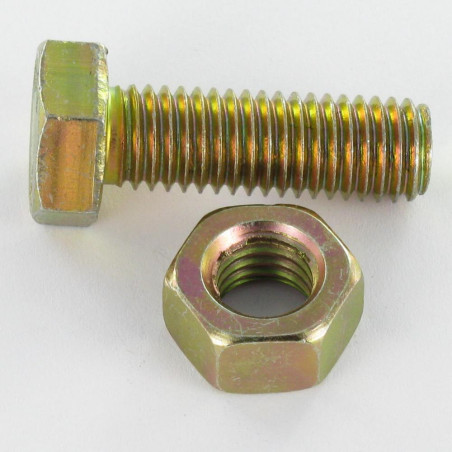 1 x Boulon (vendu avec Ecrou) M8X25 Classe 6.8 ISO4017+4032 Bichromaté 200HBSSR