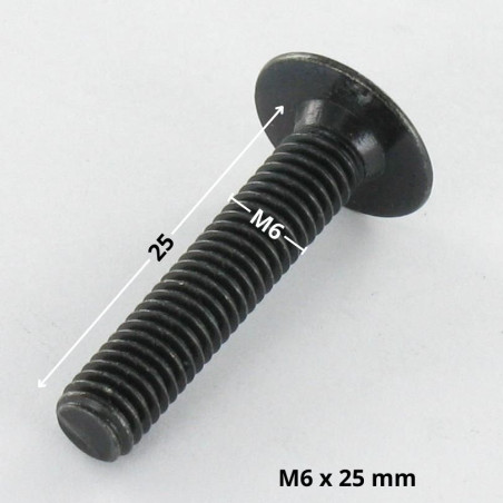 1 x Vis Poelier M6X25 Clé de 4 HC4 Acier zingué noir