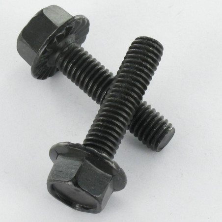 1 x Vis métaux Tête hexagonale TH M8X30 Acier zingué noir Embase collerette crantée