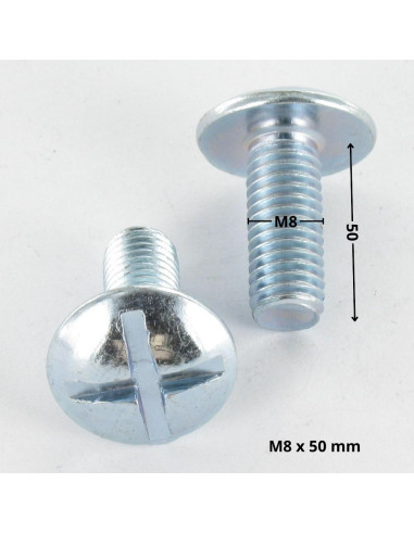 1 x Vis Poelier Fendue En Croix M8X50 Acier zingué