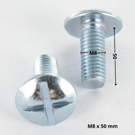1 x Vis Poelier Fendue En Croix M8X50 Acier zingué