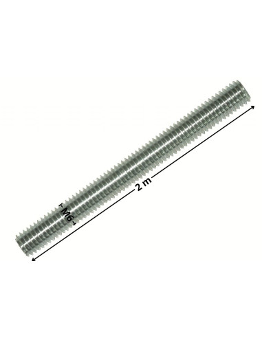 1 x Tige filetée M6 Longueur 2 mètres Acier zingué