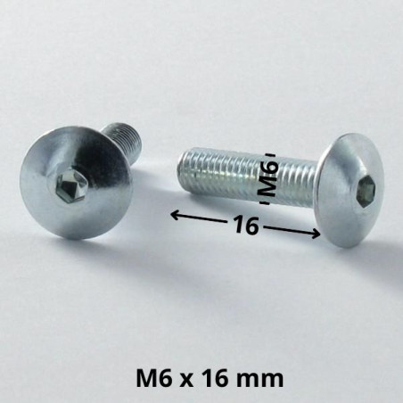 1 x Vis Poelier M6X16 Clé de 4 HC4 Acier zingué