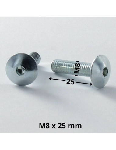 1 x Vis Poelier M8X25 Clé de 5 HC5 Acier zingué