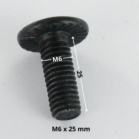 1 x Vis Poelier Clé de 4 HC4 M6X25 Cranté SOUS Tête Classe 8.8 Acier zingué noir