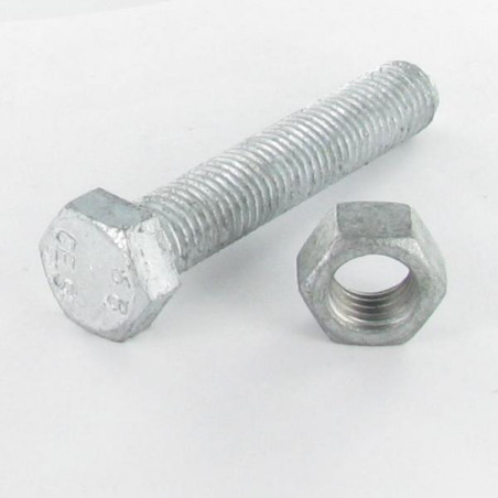 1 x Boulon (vendu avec Ecrou) Tête hexagonale TH M14X390 Filetée sur 150 Classe 6.8 Forte tenue à la corrosion Acier