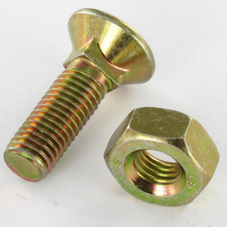 1 x Boulon de charrue TFCC tête fraisée collet carré M10X50 Classe 8.8 Bichromaté