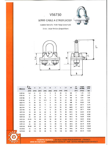 1 x Serre cable Etrier Acier zingué Pour Câble 14