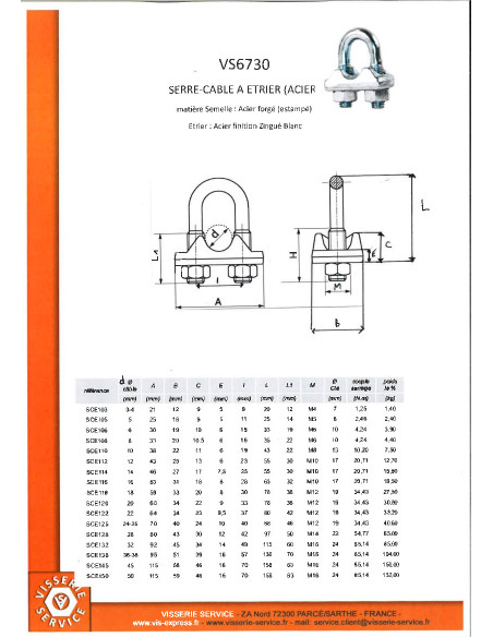 1 x Serre cable Etrier Acier zingué Pour Câble 18