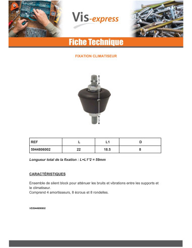 1 x Kit de 4 solent block Fixation climatiseur...