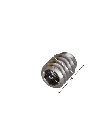 1 x Insert Acier brut Hexagonal creux M8 14X18