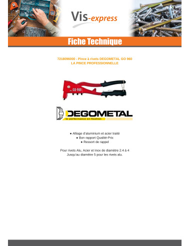 1 x Riveteuse DEGOMETAL GO 960