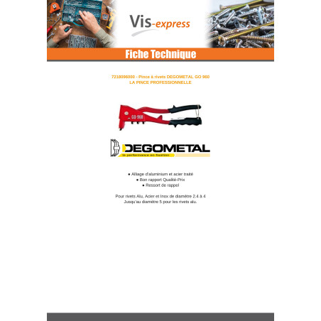 1 x Riveteuse DEGOMETAL GO 960