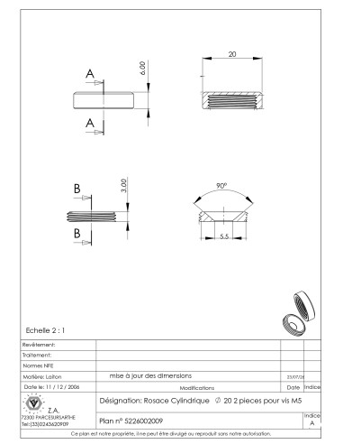 1 x Rosace cyndrique ou cache vis (1 rosace et...