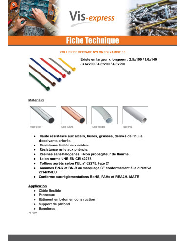 1 x Colliers de serrage Nylon Marron 3.6X200