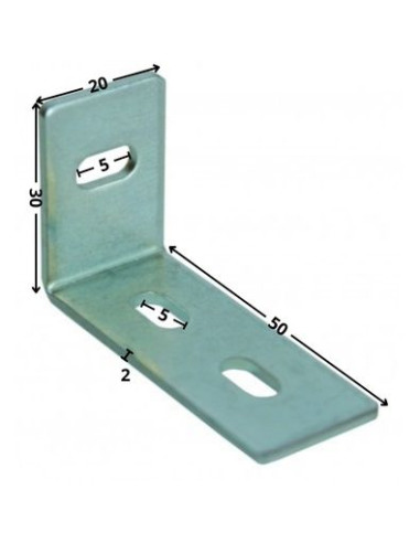 1 x Equerre réglable 30X50X20 3 Trous Acier zingué