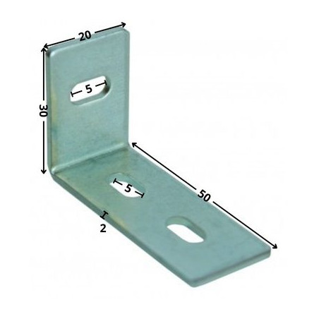 1 x Equerre réglable 30X50X20 3 Trous Acier zingué