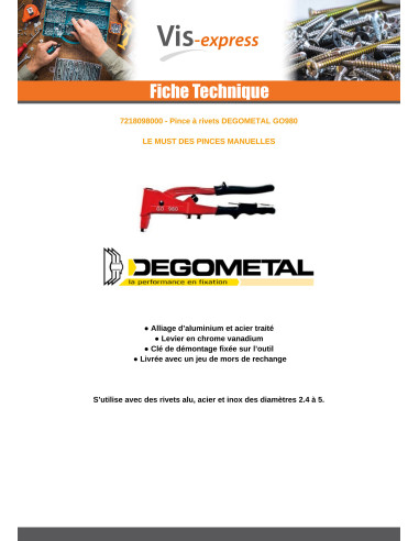 1 x Riveteuse DEGOMETAL GO 980