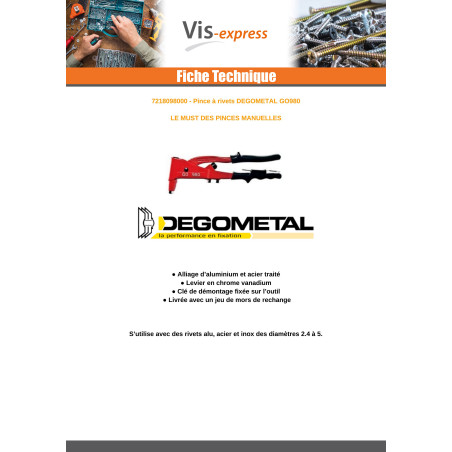 1 x Riveteuse DEGOMETAL GO 980