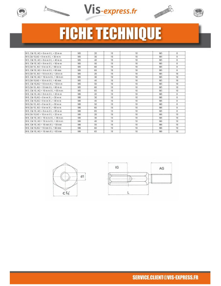 1 x Entretoise Hexagonal Mâle femelle M3X30 Clé de 6 HC6 MALE 4MM Nylon