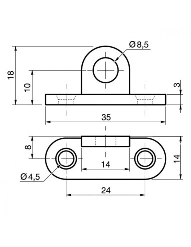 1 x Patte de fixation avec oeillet Diamètre 9MM...